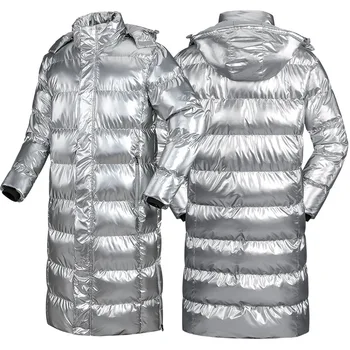 Хлопчатобумажное пальто, мужское хлопчатобумажное пальто средней длины до колена, женское серебряное спортивное пальто, зимний тренировочный костюм
