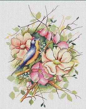 цветы и птицы 2-29-35 Вышивка крестиком экологическими хлопчатобумажными нитками Украшение дома Подвесная картина подарок