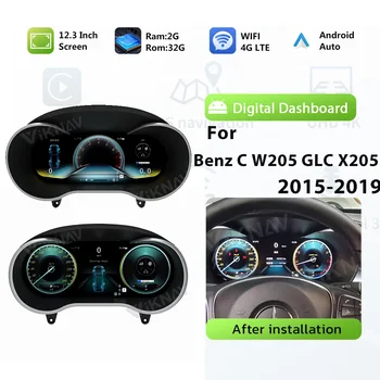 Цифровой Кластер Для Mercedes Benz C W205 GLC X205 2015-2019 Автомобильный Дисплей Приборной Панели Измеритель Скорости Экран Мультимедиа GPS