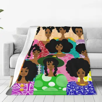 Черные одеяла для африканских девочек, Флисовый Текстильный декор с Принтом, Многофункциональное Легкое одеяло для дивана, Уличное одеяло