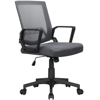 Эргономичный компьютерный стул с регулируемой сеткой посередине спинки Easyfashion, серый рабочий стул, эргономичные стулья